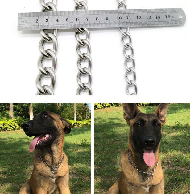 Stainless Steel Dog German Shepherd Rottweiler Golden Retriever Large Control Chain Neck Sleeve