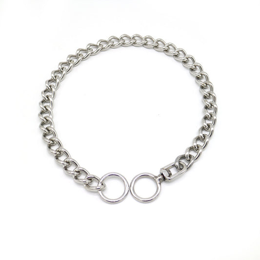 Stainless Steel Dog German Shepherd Rottweiler Golden Retriever Large Control Chain Neck Sleeve