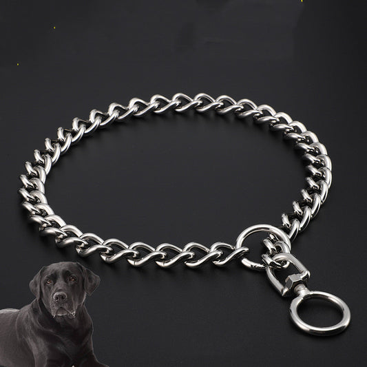 Stainless Steel Dog German Shepherd Rottweiler Golden Retriever Large Control Chain Neck Sleeve
